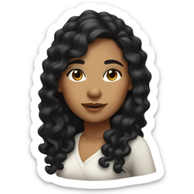 Latina girl with long curly black hair  sticker