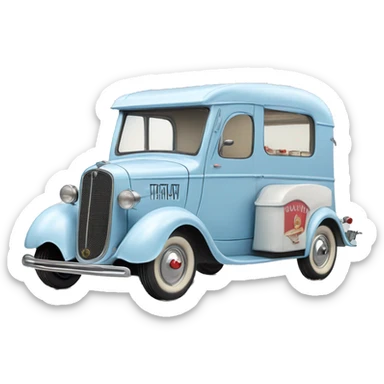 hot rod ice cream caravan,1935 fiat ,pearl blue  sticker