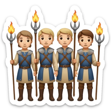les villagois avec des fourches et des torches sapé en moyen age sticker