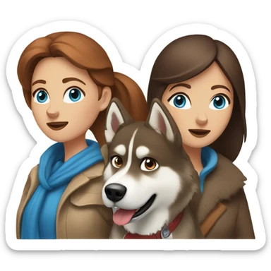 Woman brown hair blue eyes with Husky Copper beige  sticker