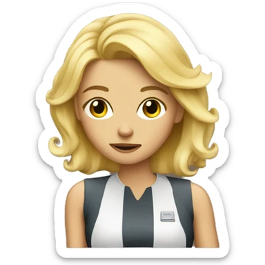 blonde girl with a cigarette sticker