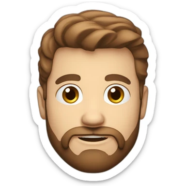 white oval male face with and reddish brown  short hair,  grown beard and moustache  sticker