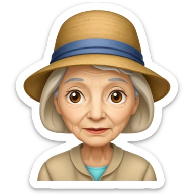 elderly woman with hat sticker