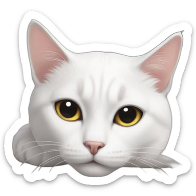 lazy white cat with black around the eyes sticker
