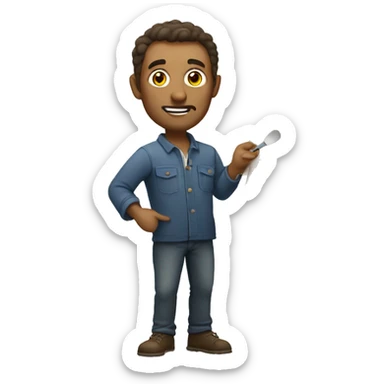 European artist man holding a palette sticker