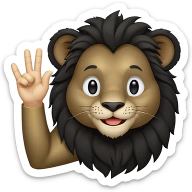 A cute black lion emoji in WhatsApp style, smiling and facing forward, making an OK hand gesture with his right hand and winking one eye. Flat design, soft gradients, rounded shapes, friendly expression, high contrast, clean vector look, centered on a transparent background. sticker