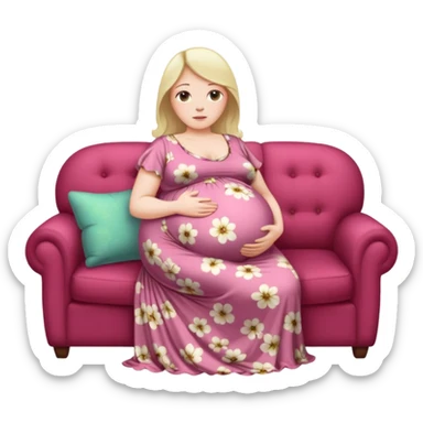 heavily pregnant woman with extremely abnormally huge overdue belly sticker