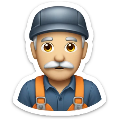 old repairman with mustache sticker