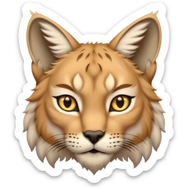 A high-resolution photo-realistic digital illustration of a majestic young lynx, chest upward  sticker
