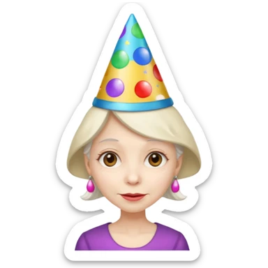 party hatted old girl sticker