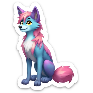 Anthro Colorful Shiny Falvie-Popparotzi-Sparkle-Wolf-sona full body sticker
