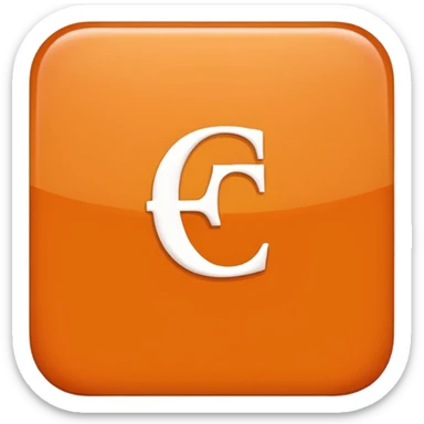 make me an emoji of a orange square with a white E in the center large E must have times new roman font sticker