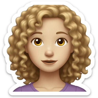 Curly girl light brown with hazel eyes and olive pale skin sticker