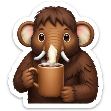 A mammoth who drinks a hot chocolate sticker