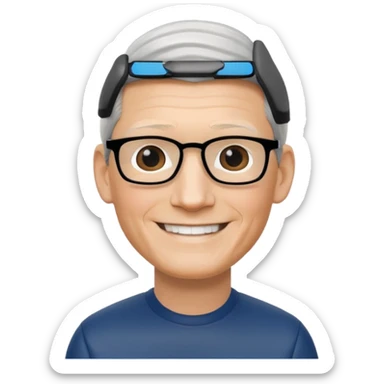 Bobblehead of Tim Cook smiling sticker