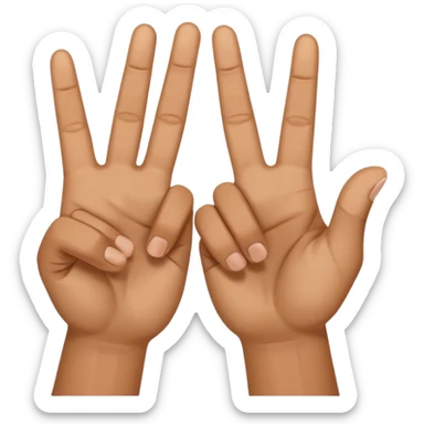 two peace hand sign but one is flipped the other way touch the other fingers sticker