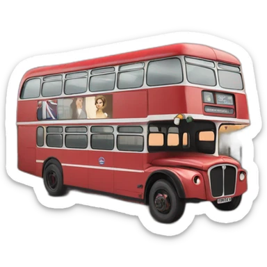 londonian bus with queen elisabeth sticker
