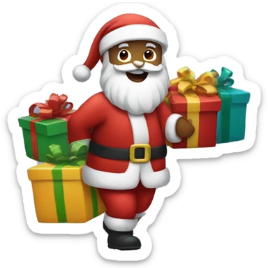 Santa carrying presents sticker