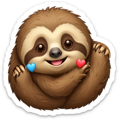 A sloth acting cute with ❤️ emojis sticker