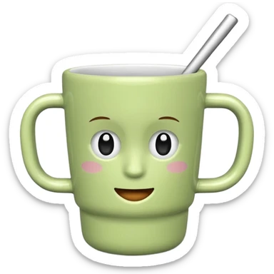 Light green tumblr cup with handle sticker