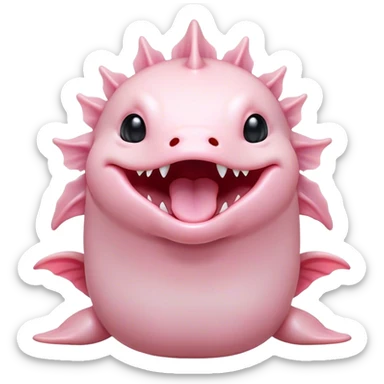 Cinematic Cute Yawning Axolotl Portrait Emoji, Head tilted slightly with a dramatic, wide-open yawn, showcasing smooth, pale pink skin with softly drooping feathery gills, eyes barely open in drowsy contentment, Simplified yet irresistibly adorable features, highly detailed, glowing with a soft, cozy glow, high shine, relaxed yet expressive, stylized with a touch of whimsy, bright and endearing, soft glowing outline, capturing the essence of a sleepy yet affectionate aquatic creature, so drowsy it feels like it could stretch out of the screen and curl up for a nap! sticker