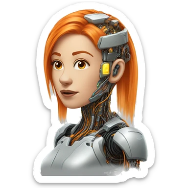 Head Female cyborg orange hair and circuits sticker