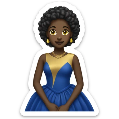Black Girl with yellow gold and royal blue dress sticker