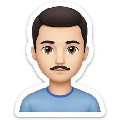 pretty handsome bratz man, black black eyes,  short dark hair,  short mustache , pale skin, defined jawline sticker