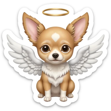 white and tan deer head chihuahua with angel wings sticker