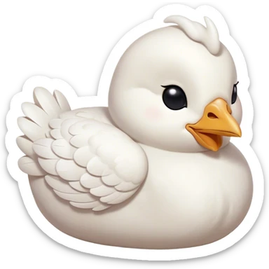 Meme-Worthy Cute Sleeping White Chicken Portrait Emoji, Head resting peacefully with a contented smile, showcasing a delightfully compact build and a luxuriously soft white plumage, eyes shut in a serene, restful nap, Simplified yet hilariously adorable features, highly detailed, glowing with a soft, drowsy light, high shine, relaxed and utterly lovable, stylized with an air of playful laziness, bright and heartwarming, soft glowing outline, capturing the essence of a comically sleepy chicken, so meme-worthy it feels like it could instantly become the next viral sensation of adorable slumber! sticker