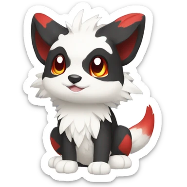Cute cool black red white animal hybrid Fakemon full body sticker