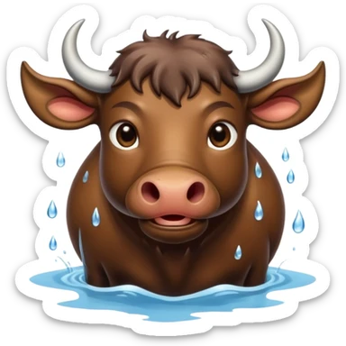 A funny water buffalo in the water  sticker