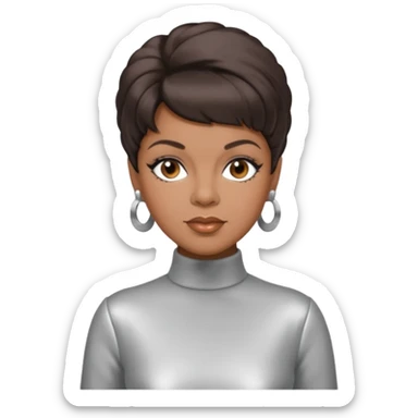 Florence Ballard from The Supremes with dark brown hair, silver outfit sticker