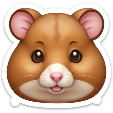 Cinematic Cute Brown Hamster Portrait Emoji, Head tilted playfully and inquisitively, featuring a glossy, rich brown fur with a delicate sheen, round, sparkling dark eyes filled with curiosity, Simplified yet irresistibly adorable features, highly detailed, glowing with a warm, friendly glow, high shine, affectionate and lively, stylized with a touch of whimsy, bright and endearing, soft glowing outline, capturing the essence of a mischievous yet loving hamster, so playful it feels like it could dash out of the screen and into your arms! sticker