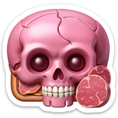 kawaii skull EMOJI made of SPAM MEAT sticker