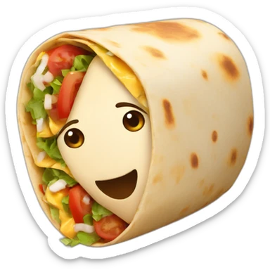 Burrito with a human face  sticker