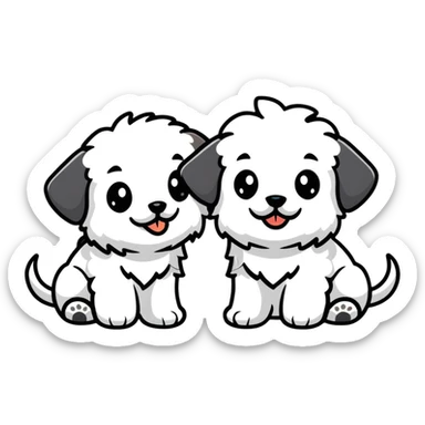 two realistic maltipoo puppies with curly fur sticker