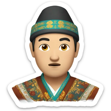 sad kazakh man in traditional clothes photorealistic serious sticker