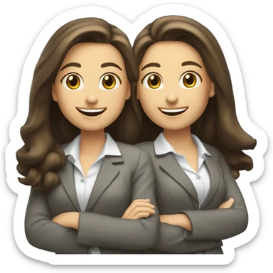 businesswoman two caucasian brunette girls celebrating sticker