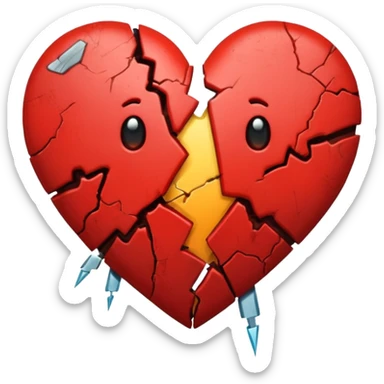 broken heart sticked together (divorce) with a clip sticker