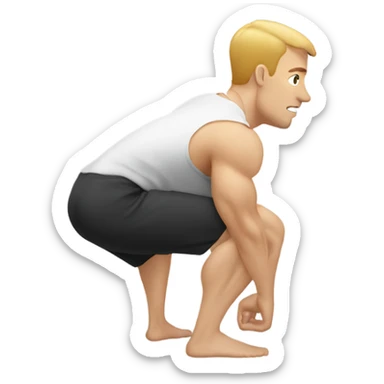 White man doing squat (gym) from back view sticker