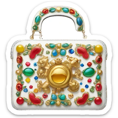 Dolce and Gabbana box bag with colourful ornament and golden detais  sticker