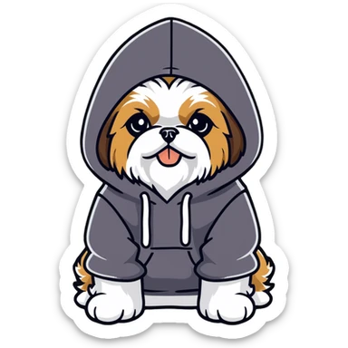 Black and white only colored Shih Tzu with hoodie￼ sticker