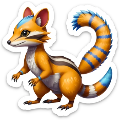 Colorful Numbat-Sergal-Cacomistl-Genet-Pokémon-Digimon-Fakémon-fusion-hybrid-creature sticker