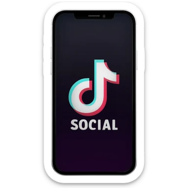 iPhone with the word "SOCIAL" on the screen, looking like the TikTok app on-screen layout sticker