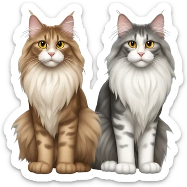 Two Maine coons of different colours and sizes full body sticker