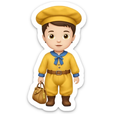 brunette baby boy traditional yellow dutch clothes sticker