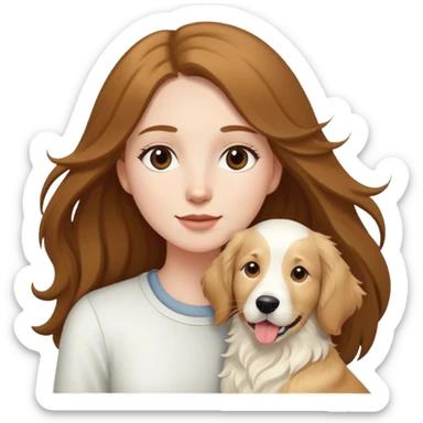 White girl with long brown hair and an English cream retriever sticker