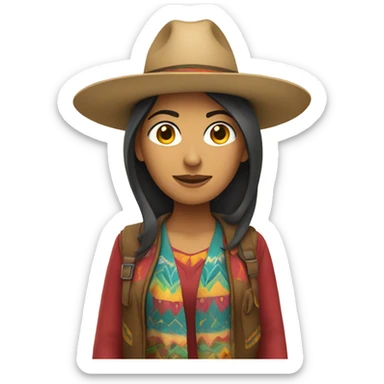 mexican looking woman, with traveler clothes sticker