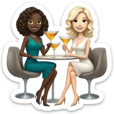 rich white women friends sipping martinis brunettes sticker